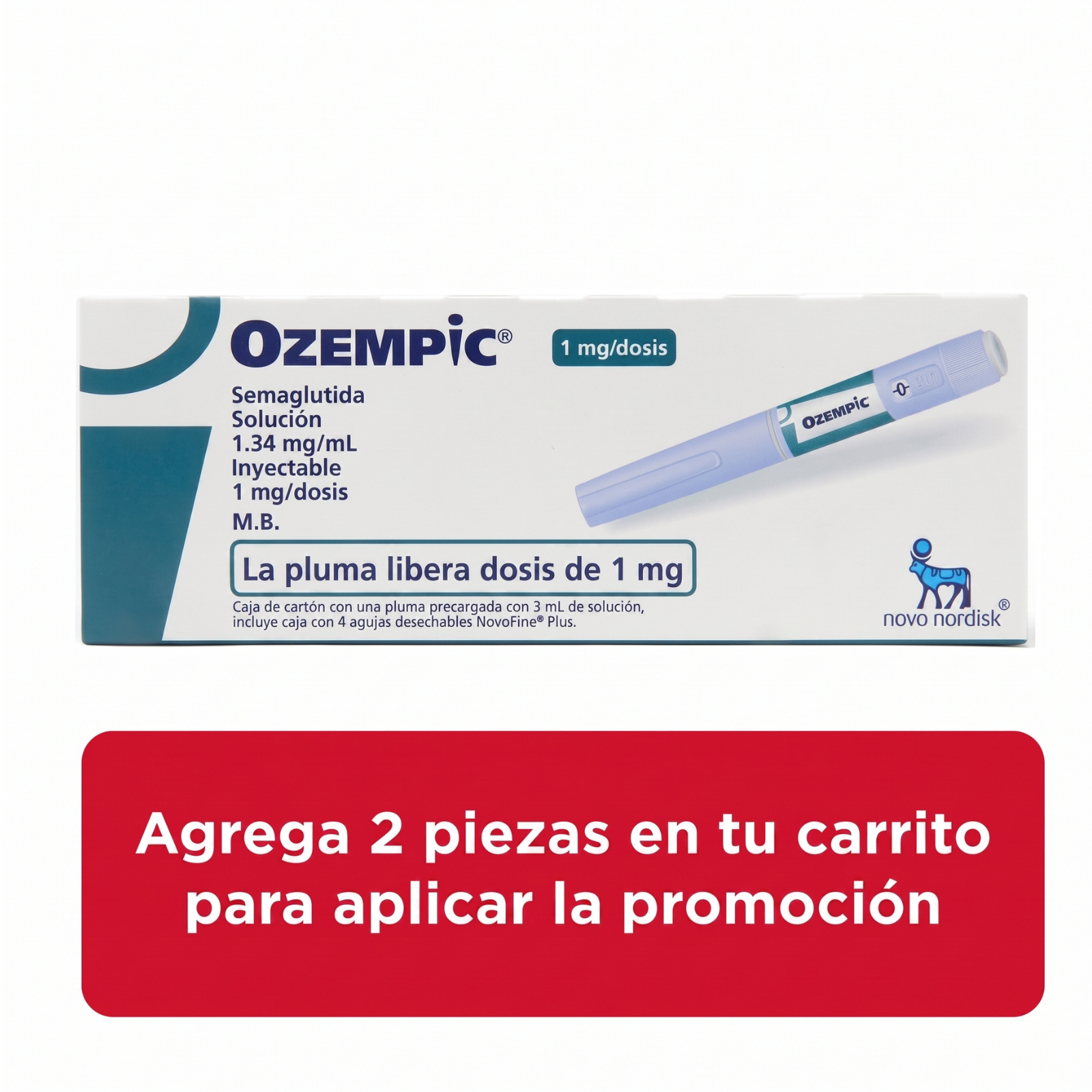 Ozempic 1 mg/dosis 1 Pluma con 4 Agujas