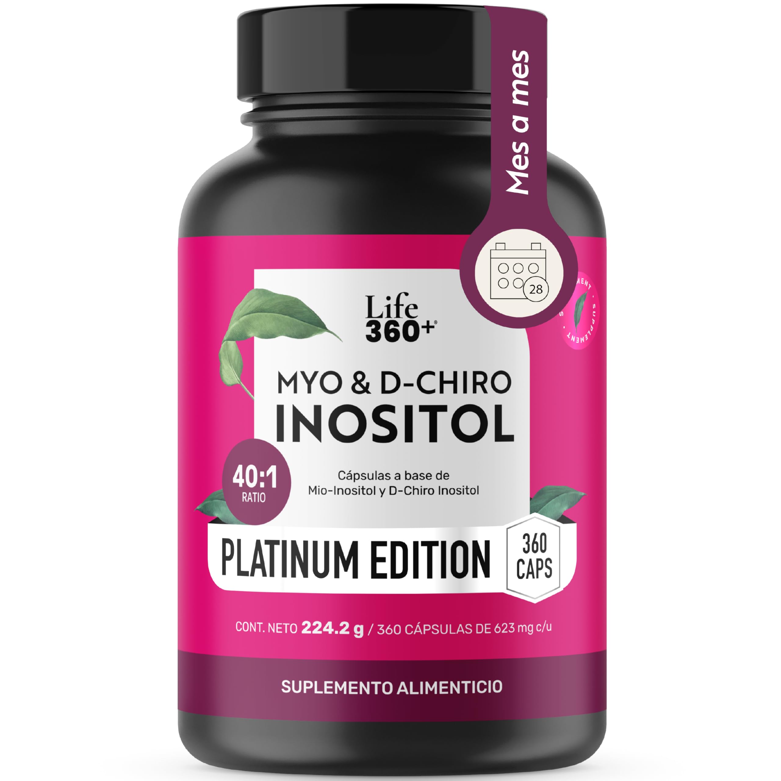 LIFE 360+ Inositol Platinum | 40:1 Myo & D-Chiro | 360 C&aacute;psulas